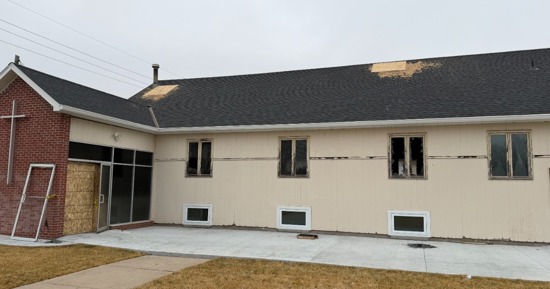 Grand Island church after a fire torched the building.